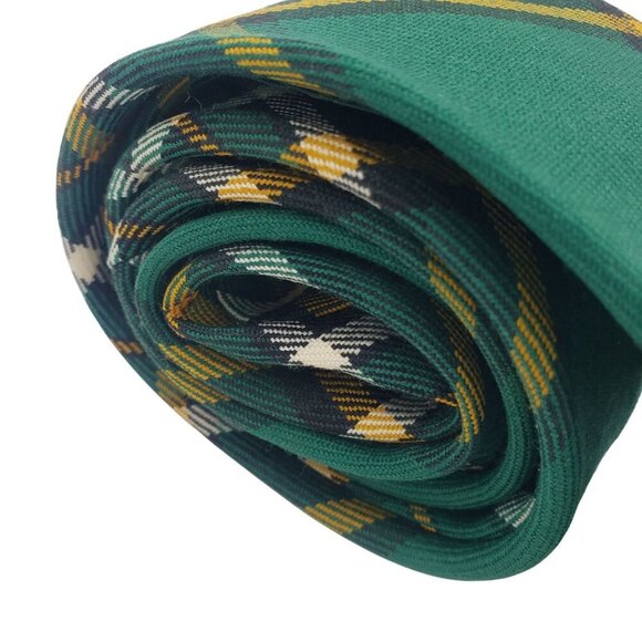 100% Wool Irish National Tartan Green Yellow Plaid Kilt Tie St. Patrick's Day - Picture 6 of 9